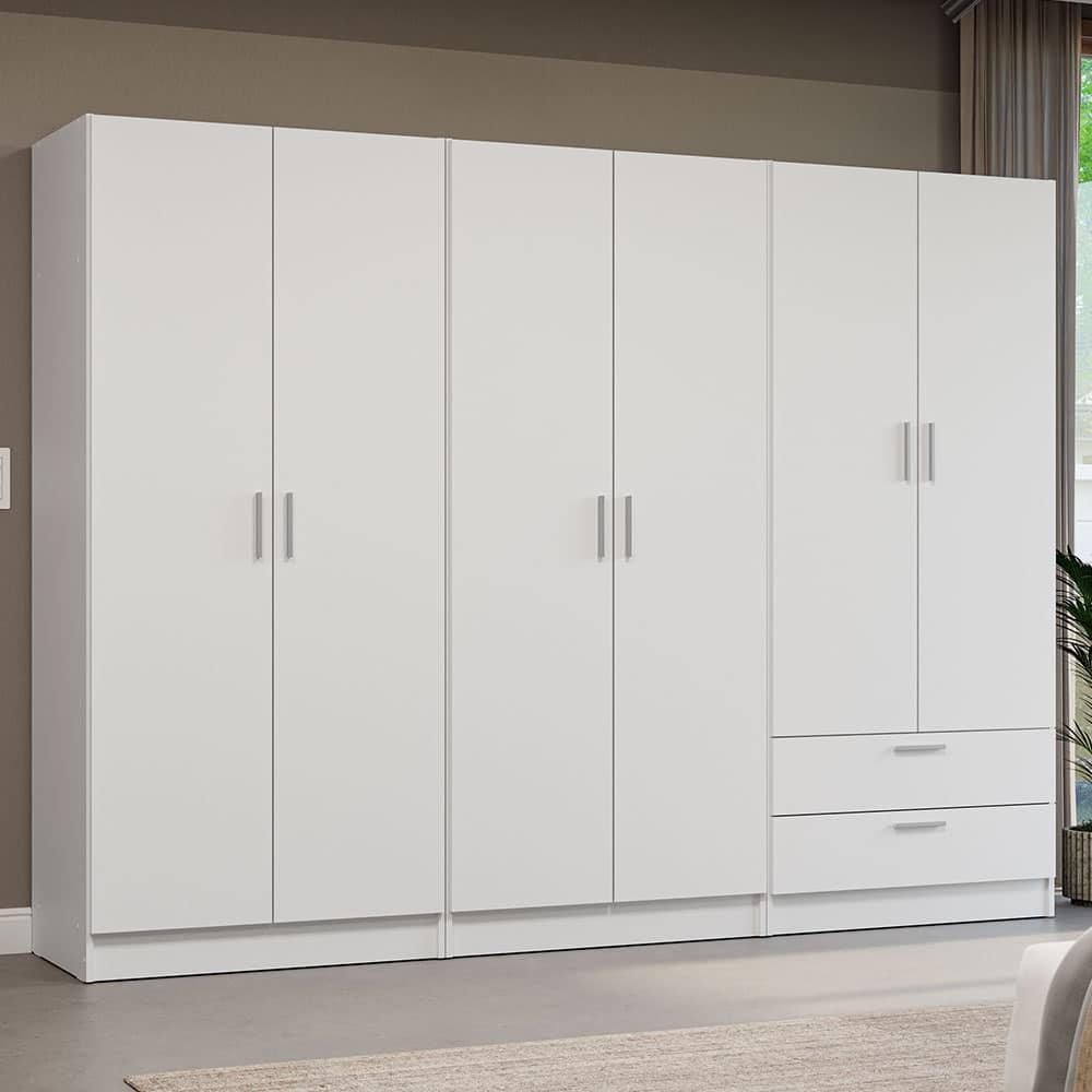 MADESA 6 Doors 2 Drawers Wardrobe Set Bedroom Storage Cabinet