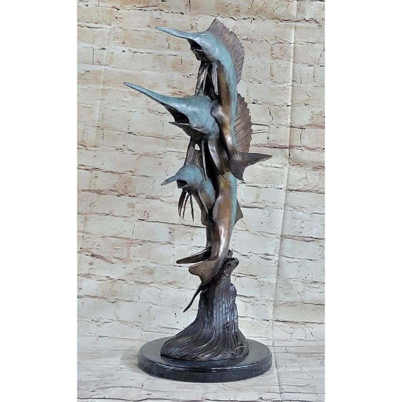 Marlin Sailfish Swordfish Nautical Bronze Statue Sculpture Ocean Sea Decor 24 Inches X 12 Inches