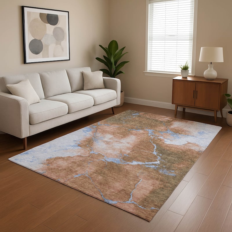Premium Washable Super Soft Contemporary Mayfield Rug - Terracotta - 9' x 12'