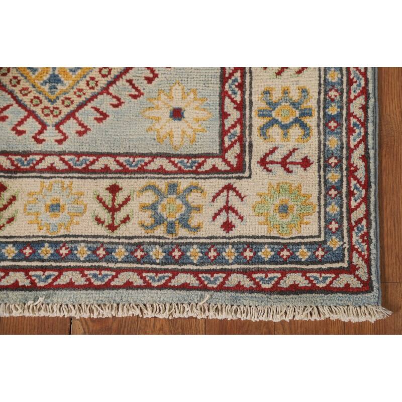 Kazak Runner Rug Handmade Traditional Blue Wool Carpet - 2'9" x 12'11"