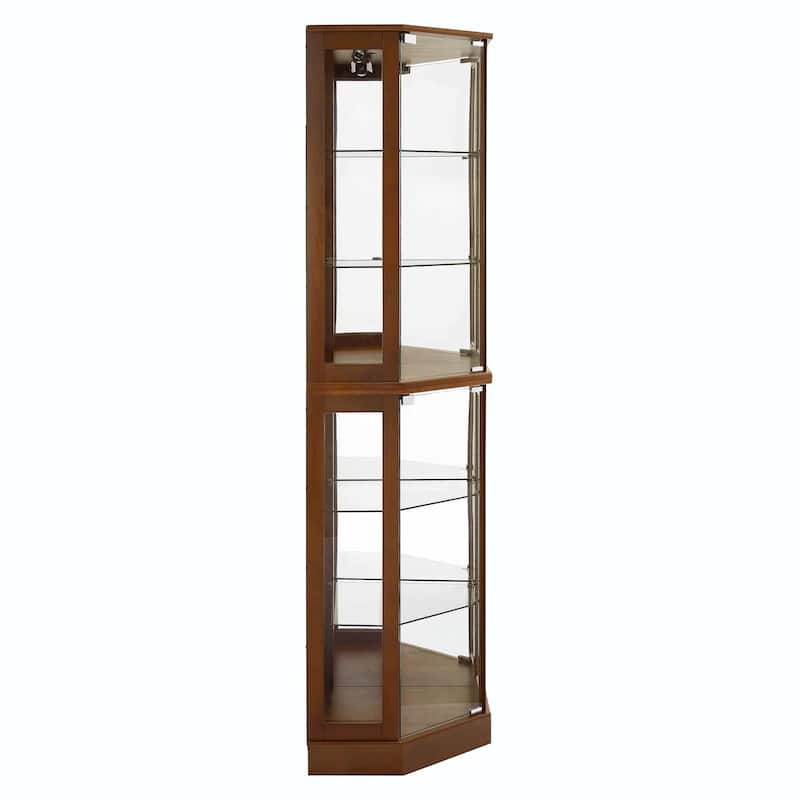 6-Shelf Corner Curio Display Cabinet with Lights, Mirrors, and Adjustable Shelves