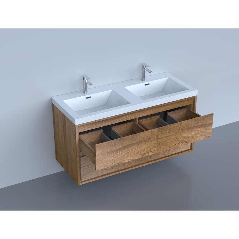 Sage 48" wall mounted bathroom vanity with double basin acrylic top