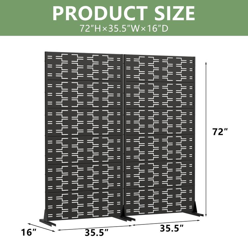 Outdoor Privacy Screen Metal Screen Fence Panel Set of 2