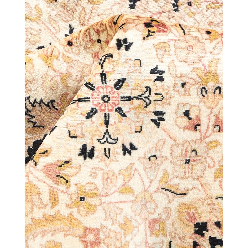 Overton One-of-a-Kind Hand-Knotted Traditional Oriental Mogul Ivory Area Rug - 6' 2" x 9' 4"