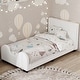 preview thumbnail 1 of 32, Modern Upholstered Twin Size Platform Bed With Guardrail With Headboard for Home White