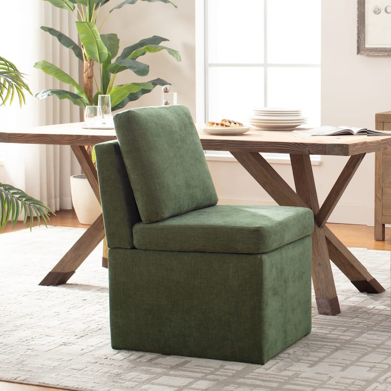 Upholstered Dining Chair with Under Seat Storage- Armless