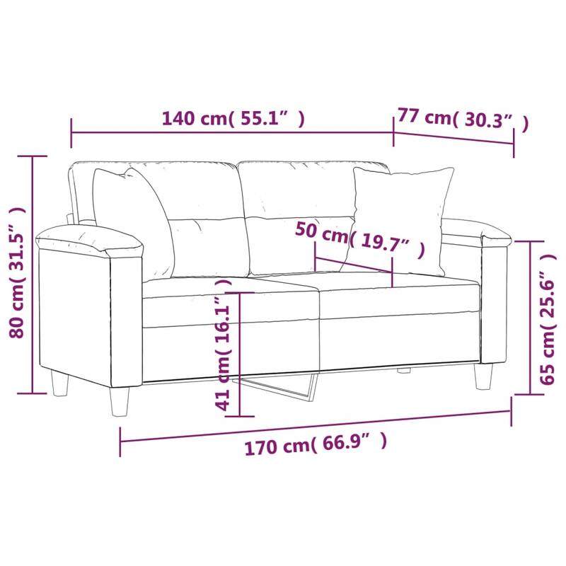 vidaXL Sofa Sectional Modern Couch with Pillows and Cushions Microfiber Fabric