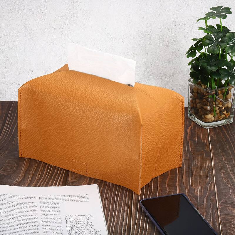 9.4x5x4.7" Tissue Box Cover PU Leather Decorative Holder Dispenser