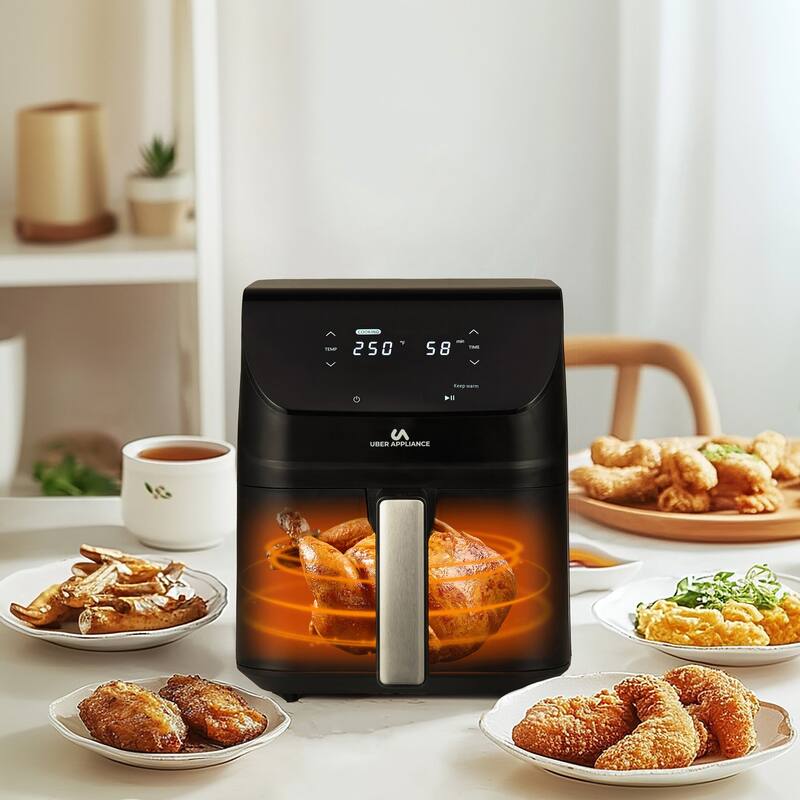 Uber Appliance Air fryer XL Deluxe - 5Qt Digital Display - Ceramic Non stick Non Toxic - 5 Quart
