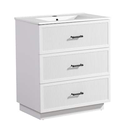 30 Inch Floor Standing Bathroom Vanity with Ceramic Sink and 2 Drawers