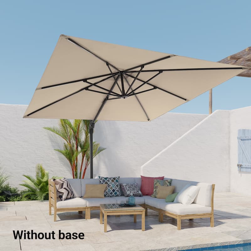 LIVOOSUN 10x10ft Cantilever Patio Offset Hanging Umbrellas - Sand
