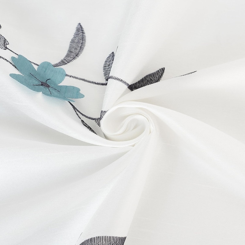 DriftAway Tie Up Curtains Floral Embroidered Balloon Isabella Roman Shades Rod Pocket