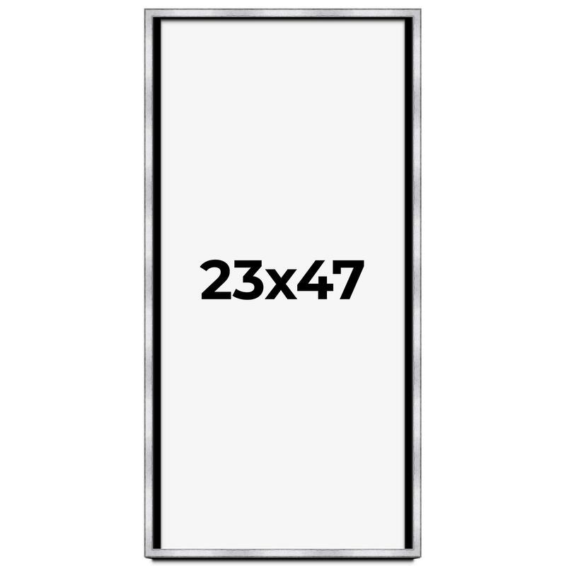23x47 Shadow Box Frame Silver | 1.375 Inches Deep Real Wood
