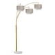 preview thumbnail 12 of 15, Broadway 3-light 4-way Switch Arch Floor Lamp Antique Brass/ Brown_White Shade
