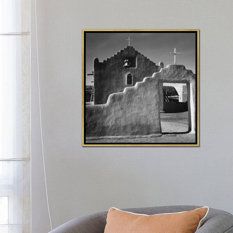 iCanvas "Church, Taos Pueblo, New Mexico, 1941" by Ansel Adams Framed Canvas Print