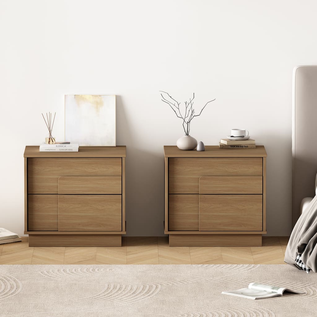 Manhattan Comfort Modern Horizon 2 Drawer Nightstand Set of 2