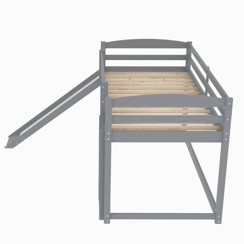 Twin over Twin Bunk Bed with Convertible Slide and Ladder, Space-Saving Design