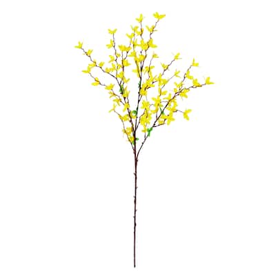 Set of 6 Yellow Artificial Forsythia Flower Stem Spray 32in - 32" L x 10" W x 4" DP