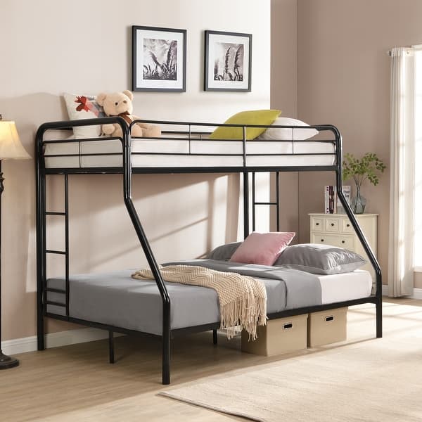 slide 2 of 14, Twin Over Full Metal Bunk Bed, No Box Spring Needed, Large Under Bed Storage, Easy Assemble Black