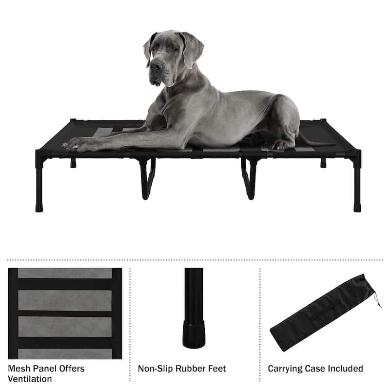 Petmaker Steel Frame Elevated Dog Bed with Non-Slip Feet - Indoor/Outdoor Puppy Cot for Pets