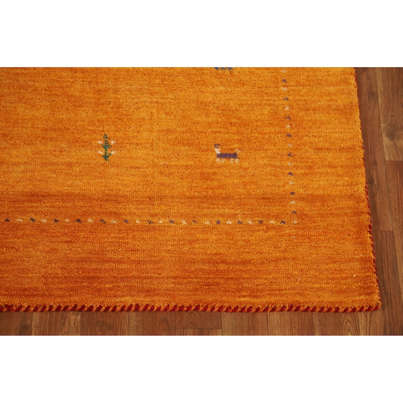 Hand Knotted Oriental 100% Wool Carpet Tribal Tribal Oranges & Rust Gabbeh Area Rug - 7' 7'' X 4' 10''