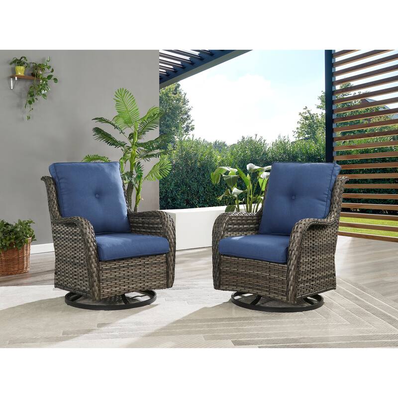 Pocassy 5-Piece Outdoor Furniture Set, Swivel chairs with Ottomans