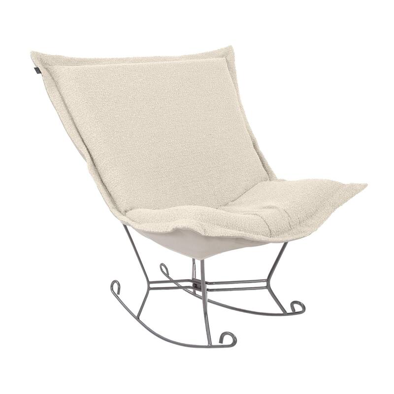 Allan Andrews Scroll Puff Rocker with Titanium Frame, Barbet Collection - Natural