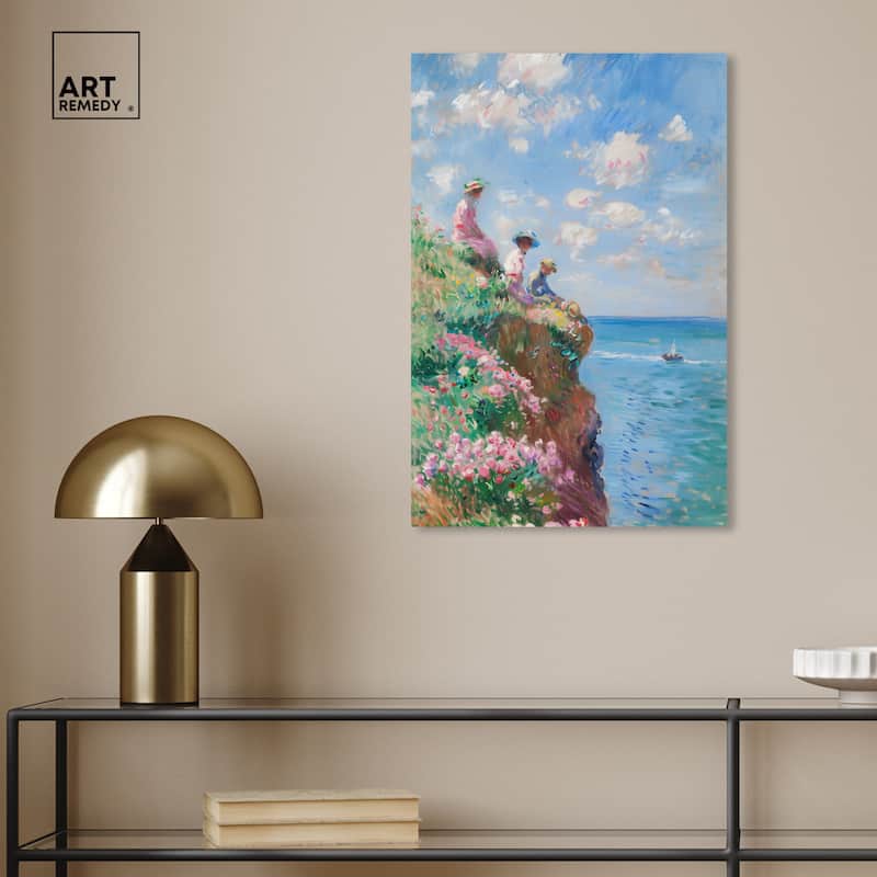 Art Remedy By The Seaside Gallery Wrapped Impressionism 1 Piece Canvas Wall Art /Monet And Van Gogh Inspired Art