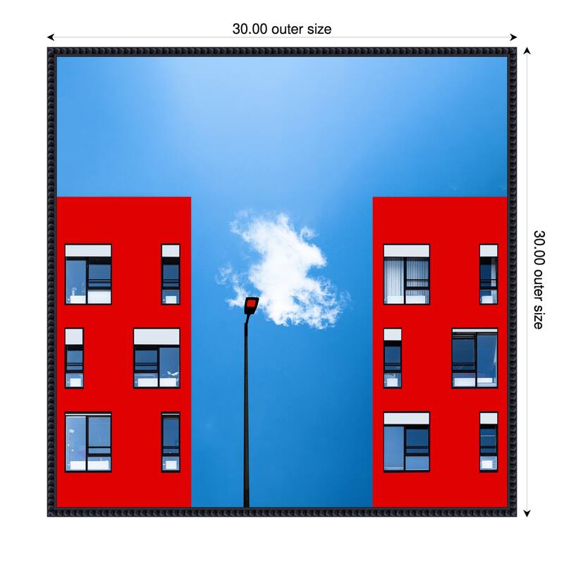 Blue and Red by Inge Schuster Framed Canvas Wall Art Print - 30 x 30 in