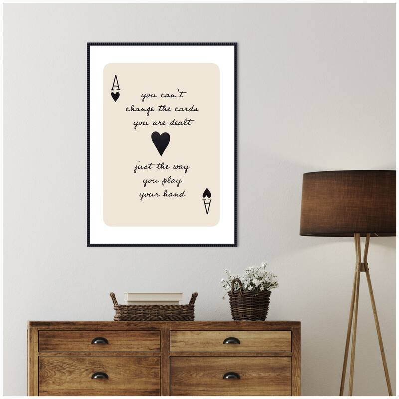 Kate and Laurel Ace of Heart Cards Positive Quote expansion by The Creative Bunch Studio Framed Canvas Wall Art Print