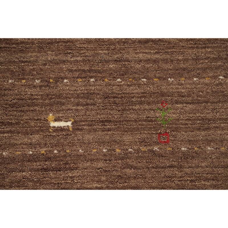 Hand Knotted Oriental 100% Wool Carpet Tribal Animal Pictorial Brown Gabbeh Area Rug - 7' 2'' X 5' 2''