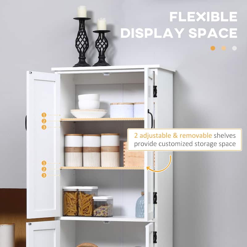 48.5" Farmhouse Kitchen Pantry, Floor Storage Cabinet, Cupboard Organizer, White