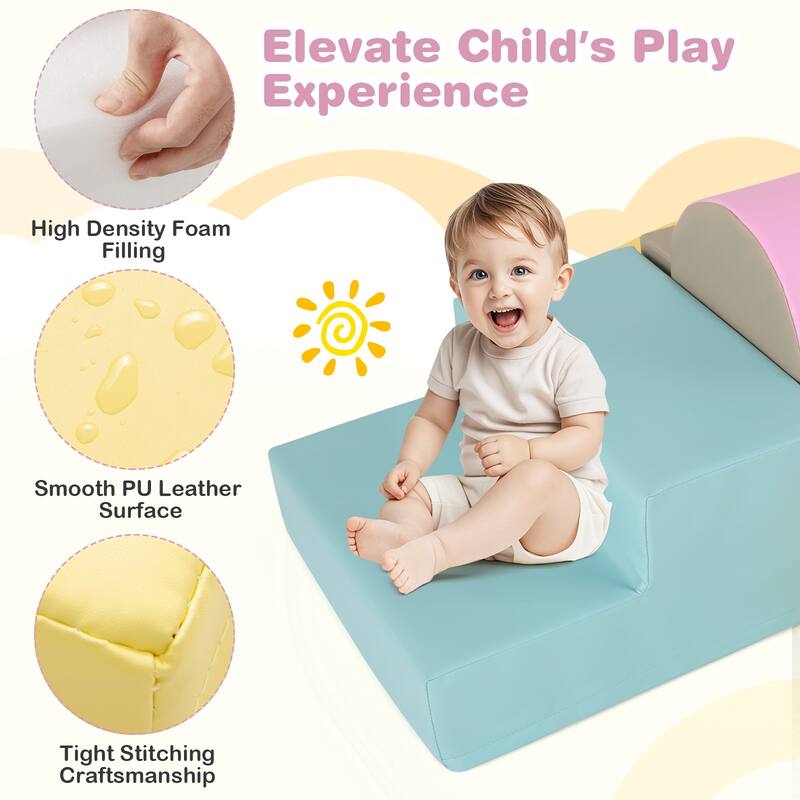 Gymax 10 Pieces Foam Climbing Blocks Set w/PU Leather Surface for - Multi