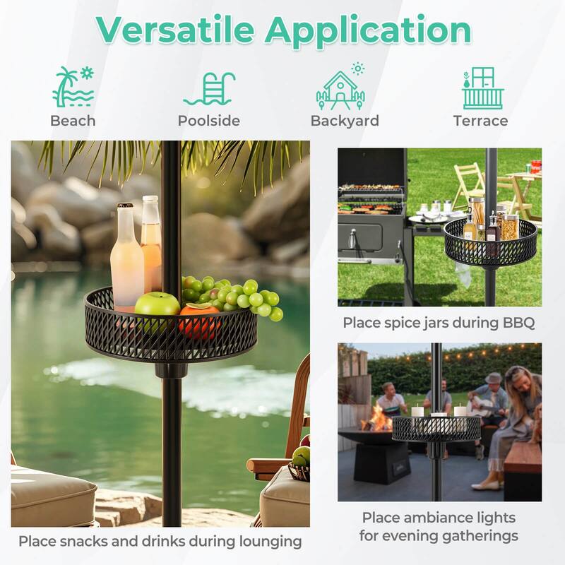 Costway Patio Umbrella Table Tray with Storage Fit 1.5"/1.34"/1.26" - See Details