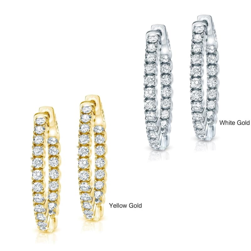 Auriya 14k Gold 2 carat TW Medium Diamond Hoop Earrings .86" - 0.86-inch (J-K, I1-I2)