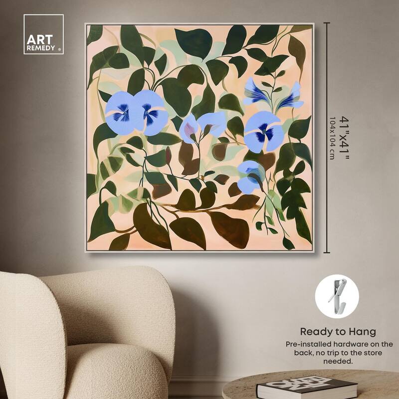 Naive Blue Flowers Canvas by Art Remedy