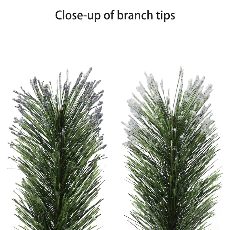 Puleo International Pre-Lit 7.5' Frosted Boulder Pine Artificial Christmas Tree