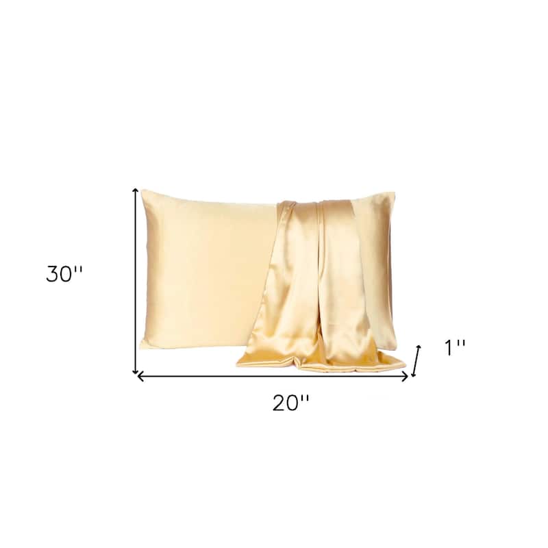 HomeRoots Pale Yellow Dreamy Set Of 2 Silky Satin Queen Pillowcases