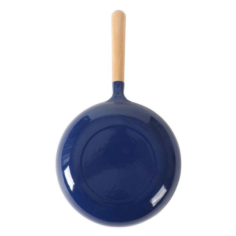 Sur La Table Kitchen Essential 9.5 Inch Pre-Seasoned Cast Iron Skillet with Wood Handle Natural Nonstick Lightweight Cast Iron