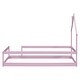 preview thumbnail 7 of 6, Pink Twin Pine Floor Bed with House-shaped Headboard