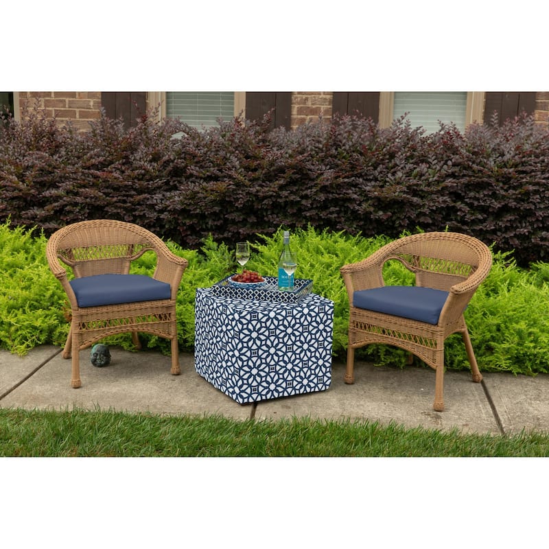 Sunbrella® Solid Fabric 1-Piece Indoor/Outdoor Wicker Seat Pad Cushion, 19.5"W x 19.5"L