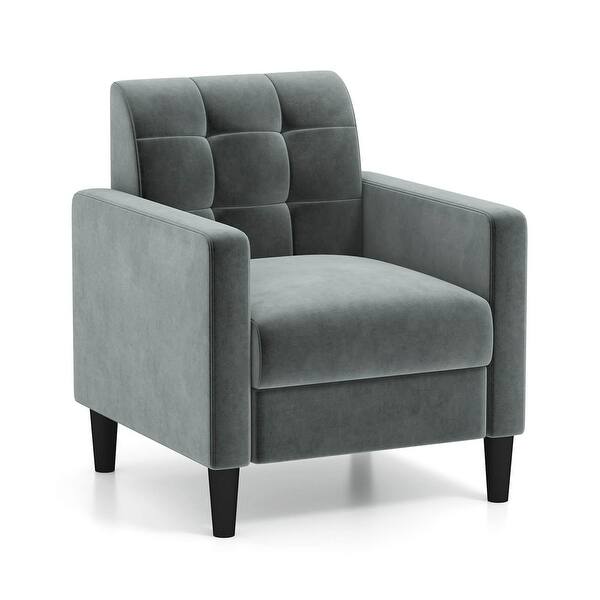 slide 2 of 10, Costway 1/2 PCS Mid Century Modern Velvet Accent Chair with Tufted 1 PCS
