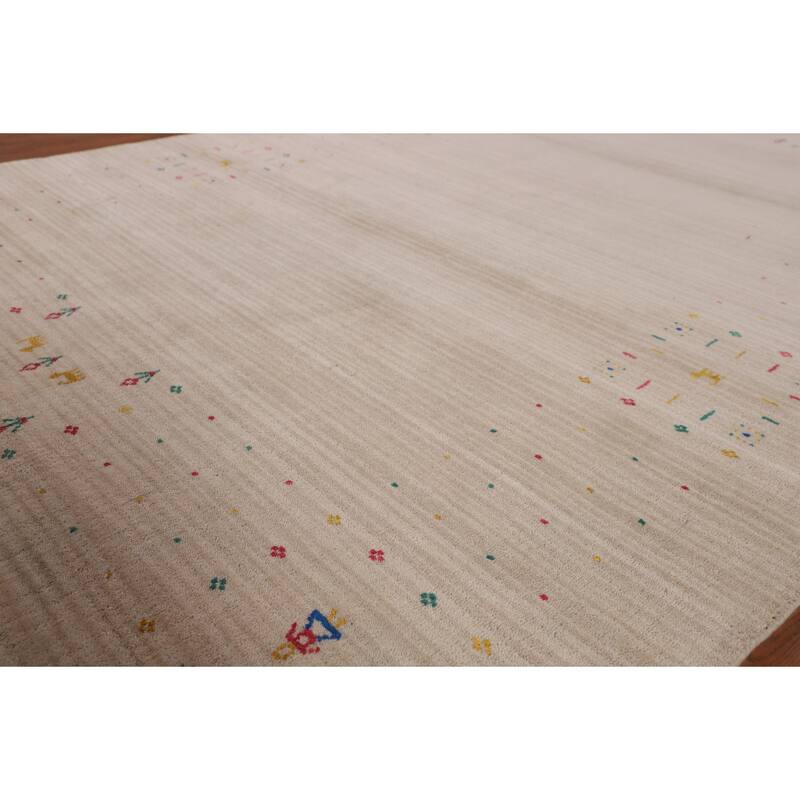 Tribal Gabbeh Indian Area Rug Hand-Knotted Modern Wool Carpet - 5'3"x 7'9"