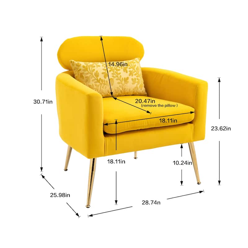 Velvet Upholstered Accent Chair With A Pillow