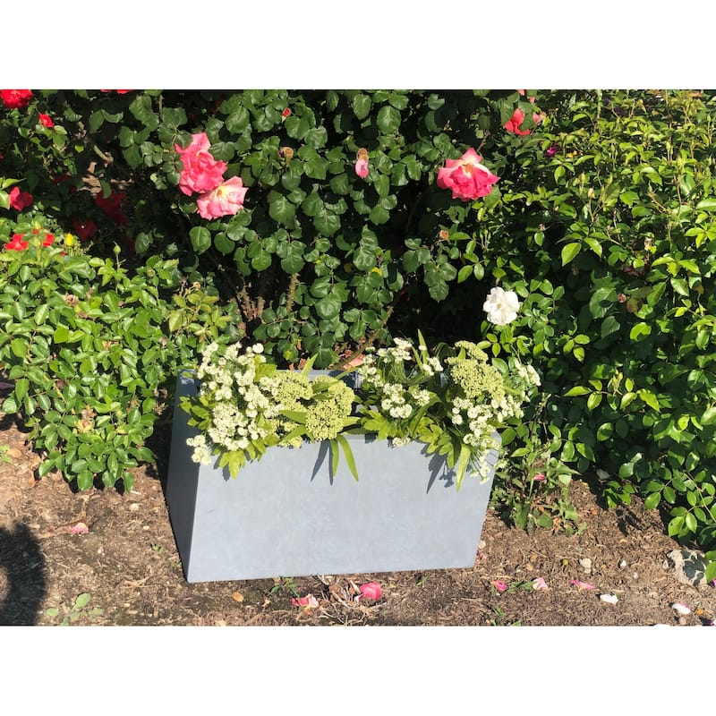 Durx-litecrete Lightweight Concrete Modern Long Cement Color Low Planter-Small - 23.2'x11.8'x12'