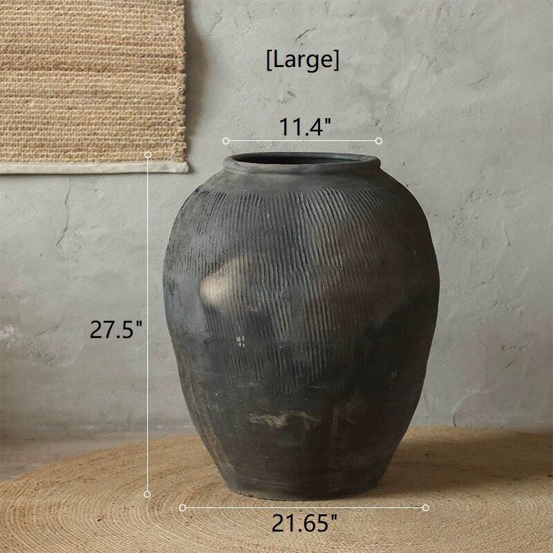 RusticReach Round Earthnware Gray Pot
