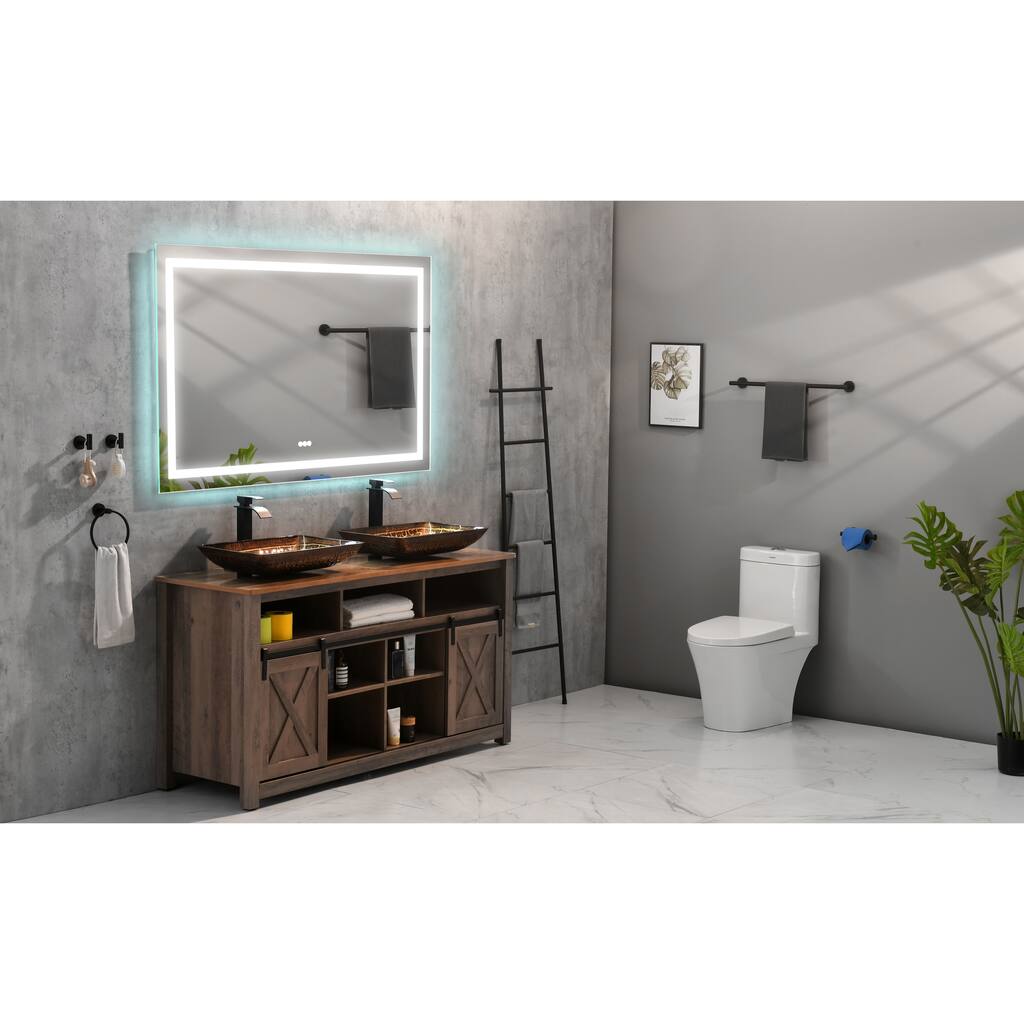 60 x 36 in Frameless LED Single Bathroom Vanity Mirror in Polished Crystal