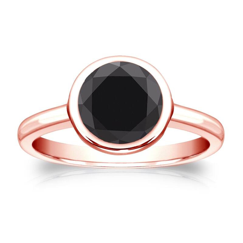 Auriya 14k Gold 2ctw Bezel-set Solitaire Black Diamond Engagement Ring