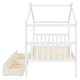 preview thumbnail 11 of 72, Creativity House Bed Twin Size Frame with 2 Wood Drawers for Boys Girls, Wood Platform Bed with Roof No Box Spring Needed