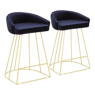 LumiSource Canary Contemporary Counter Stool In Gold Set Of 2 (gold and blue)